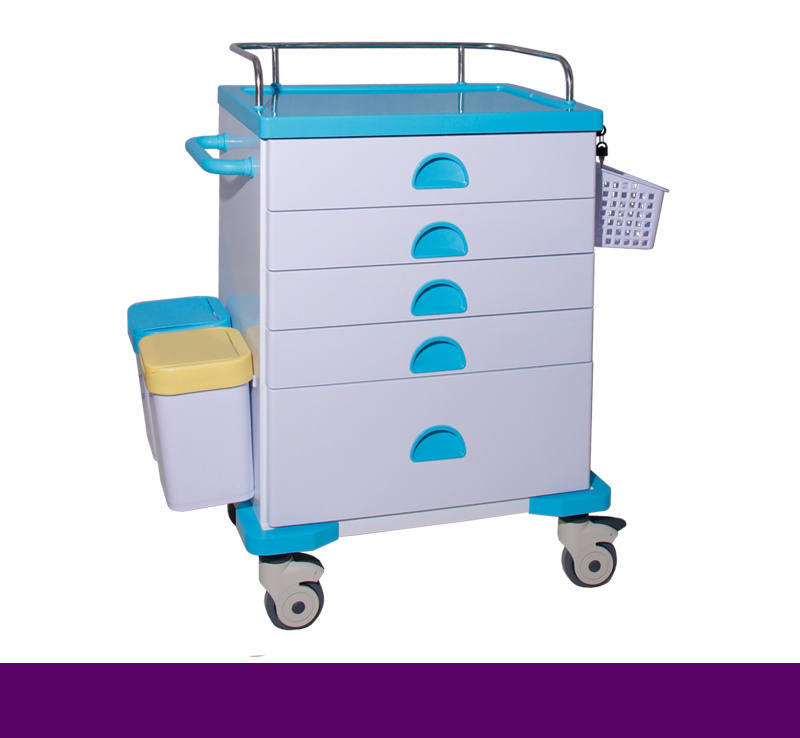 Carro de medicina de hospital de acero plástico con pintura