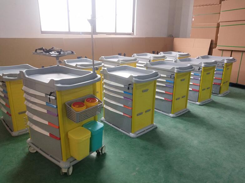 Carro de medicina de hospital de acero plástico con pintura